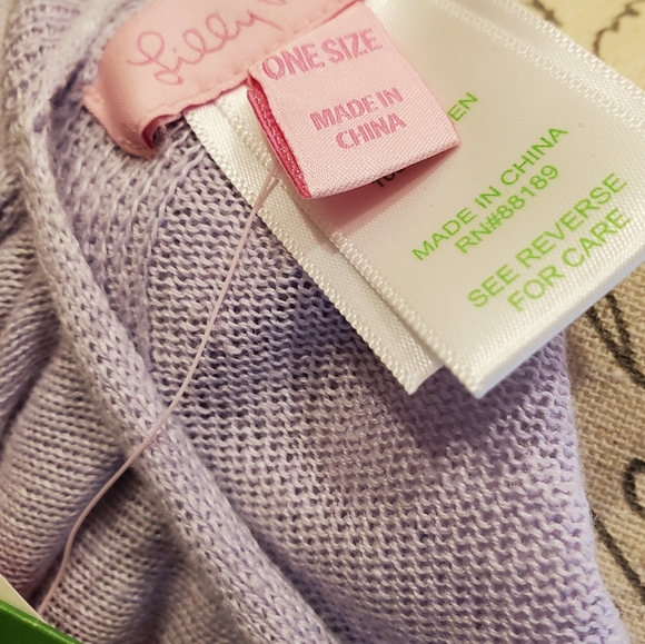 LILLY PULITZER MARIN OMBRE SWEATER WRAP FRINGED LILAC VERBEN BEACH BLISS ONE SIZ - Picture 15 of 16